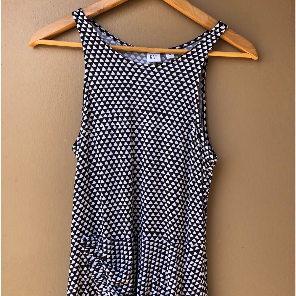 Gap Sleeveless Maxi Dress Black & White Pattern Size XS.